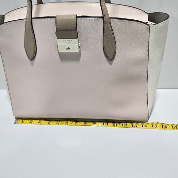 KATE SPADE NEW YORK Saturday MEDIUM SATCHEL SHOULDER TOTE BAG Rose Beige LEATHER - Picture 5 of 9